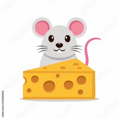 Souris mignonne avec fromage cartoon