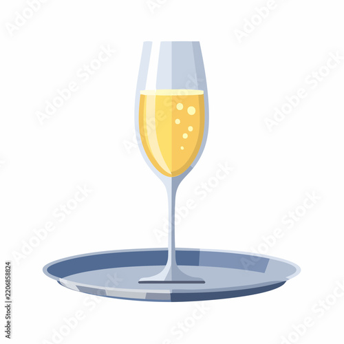 Flûte de champagne élégante sur plateau argenté
