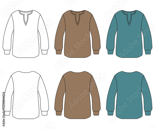 Men's Long Sleeve Dress Shirt Technical Fashion Design, Classic Men's Button Up Shirt Front and Back View, Professional Men's Formal Shirt Apparel Design Template