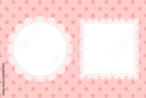 Round and Square Lace Doilies on Polka Dot Background