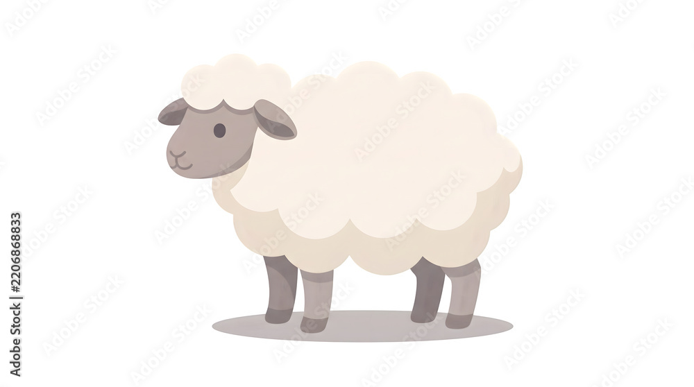 Obraz premium Fluffy white sheep illustration