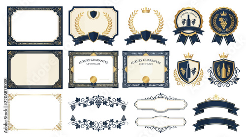 Vintage Emblem Collection: Laurel Wreath, Ribbons, Shields, Certificates
