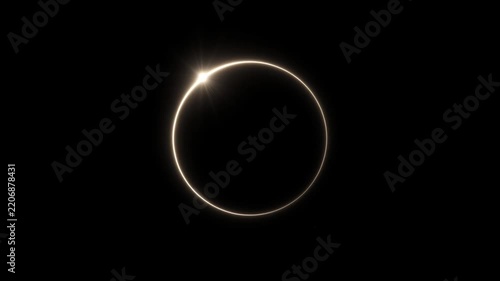 Stunning view of a solar eclipse, revealing the radiant diamond ring effect as the moon momentarily obscures the sun, a rare cosmic spectacle in the dark expanse
