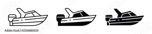Speedboat Icons, Motorboat Vector Set, Nautical Transportation Graphics