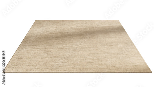 Camel silk and Nepalese wool round rug with hand-knotted construction, cut and looped pile and high-low texture, shown as a 3D render and visualization.