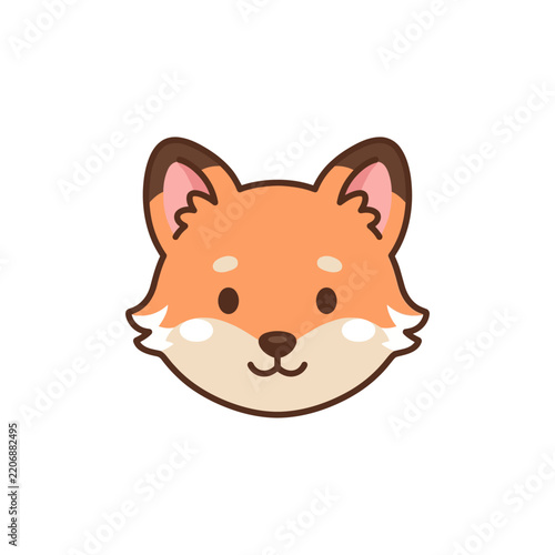 Cute Fox Head Vector Illustration