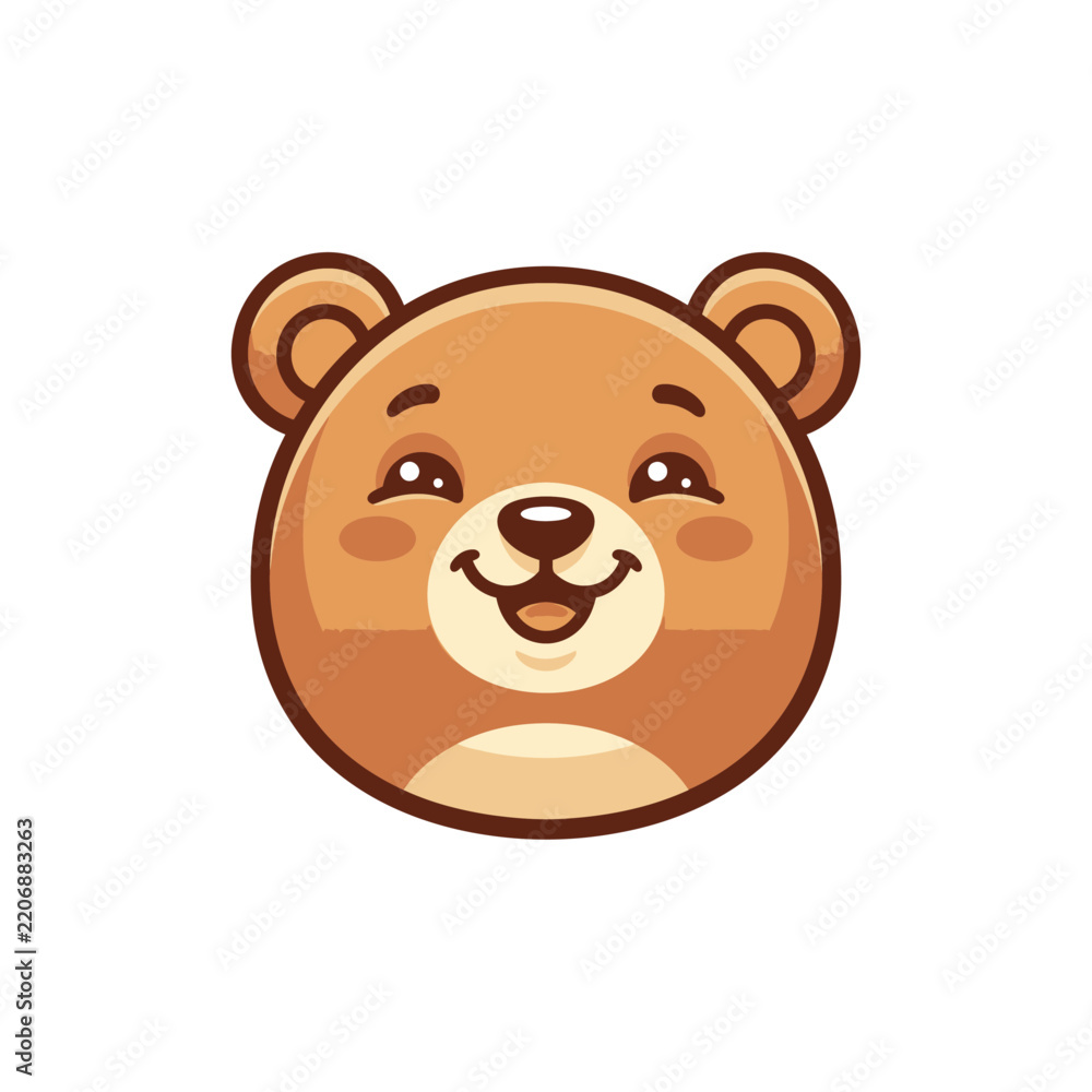 Obraz premium Cute Smiling Bear Face Vector Illustration