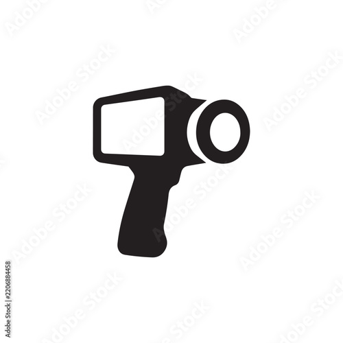 Thermal imaging camera icon for infrared inspection and temperature scan
Solid black thermal imaging camera icon handheld for infrared inspection, temperature scanning and industrial diagnostic 
