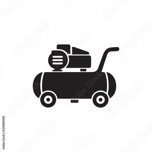 Air compressor icon for industrial pneumatic power and workshop equipment
Solid black air compressor icon with tank and wheels for industrial pneumatic power, workshop equipment and construction air 