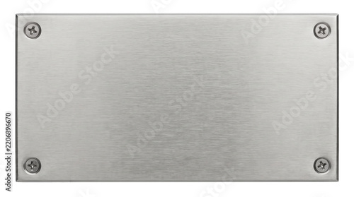 Brushed Metal Rectangular Plate with Four Phillips Head Screws