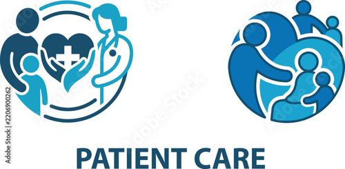 Patient Care Medical Icon Set – Healthcare Support and Family Wellness Vector Design