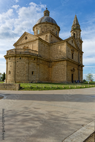 MONTEPULCIANO, ITALY, April 22, 2026 : Back of San Biagio church, built near 1540. The church is considered a fine example of Tuscany Renaissance gothic style
