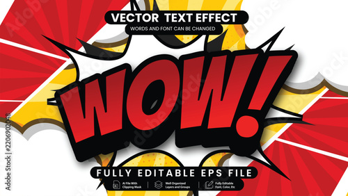 Dynamic Comic 3D Text Effect For Title, Modern Red Yellow Pop Art Typography Presentation Layout