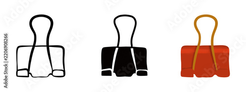Three binder clip on transparent background