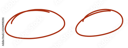 Red hand drawn circles on transparent background