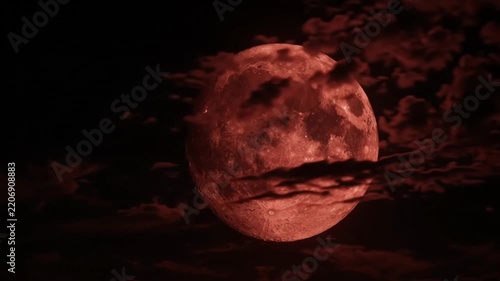 Cinematic blood moon timelapse across night sky 4k for halloween.