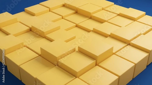 Geometric yellow cubes kinetic wave motion loop 4k.
