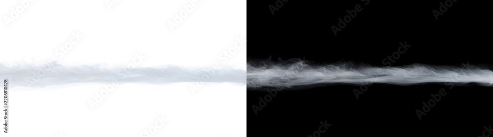 Naklejka premium Smoke band flowing horizontally with wavy edges perfect for overlay design in PNG Transparent and Black Background Versions