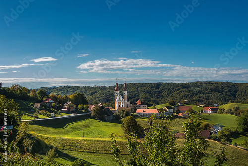 Church of St. Mary in Slovenia, Sweet Mountain. Baroque church on top of a mountain.