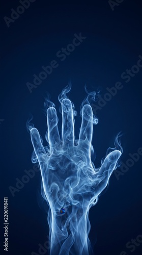Ethereal smoke hand reaching forward, symbolizing human touch and emotional connection