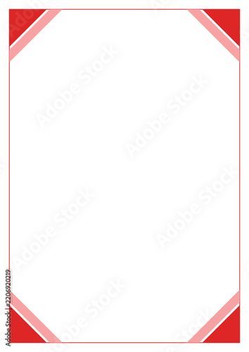 Red corner frame border with soft pink accents for festive announcement or creative invitation.