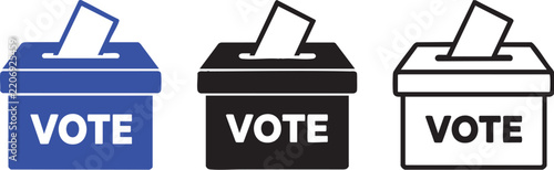 Vote ballot box vector set with ballot paper