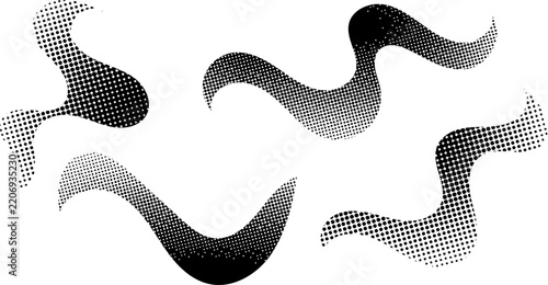 Gradient Wavy Halftone Shapes Set