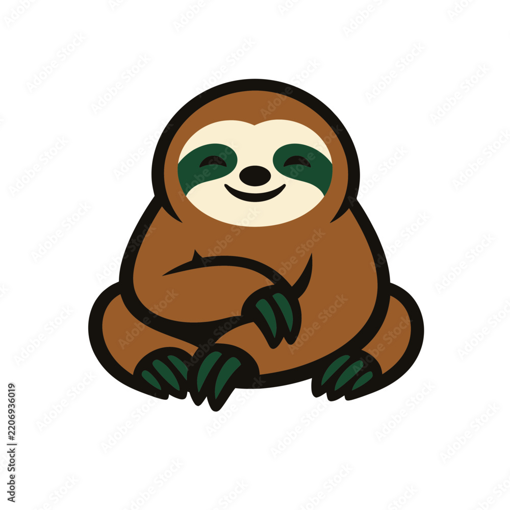 Obraz premium Adorable Chilling Three-Toed Sloth Character