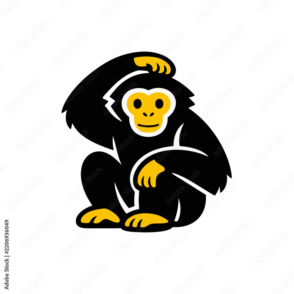 Fototapeta premium Modern Minimalist Gibbon Emblem Design