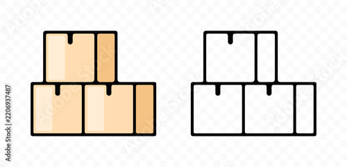 Modern flat design vector illustration of sealed cardboard boxes stacked vertically. Perfect for e-commerce delivery, moving home, and warehouse logistics.