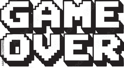 Game Over retro pixel typography vector design text element