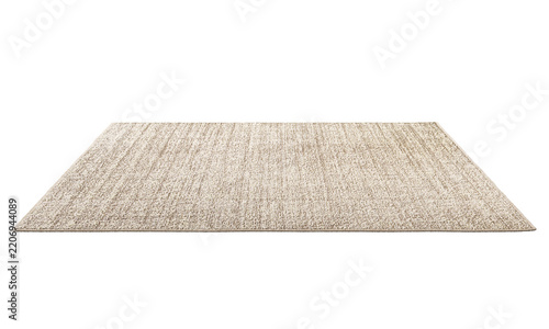 Beige silk rug with handmade construction, fine uneven weave and subtle tonal texture, shown as a 3D render and visualization for modern neutral interiors.