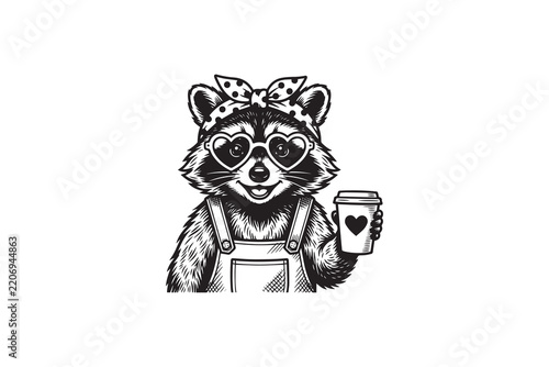 raccoon Coffee Vector