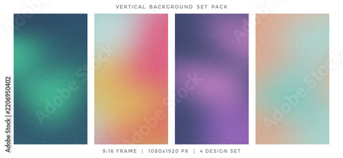 Vibrant Colorful Grainy Gradient Abstract Noise Texture Vertical Background Set.
