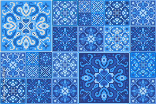 Pixel Art Black and White Folk Pattern
