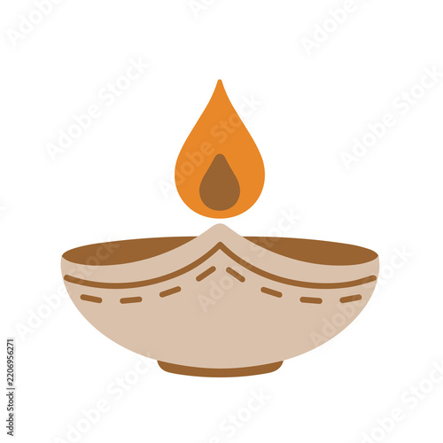 Stylized Diya with Flame