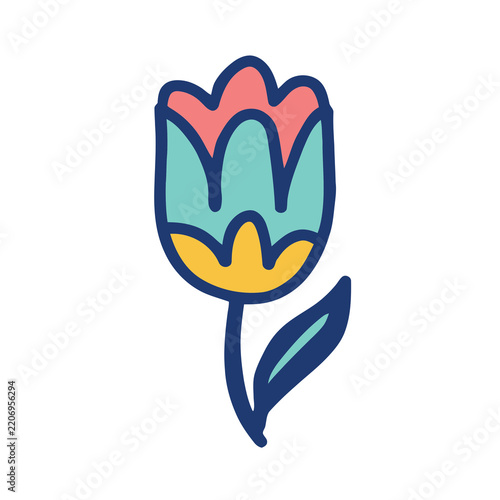 Stylized flower illustration isolated on transparent background