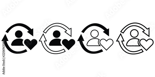 Customer exchange and circular user interaction arrows for continuous workflow, communication and business process vector icon set