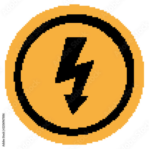 pixel art electric icon high voltage lightning circle power button
