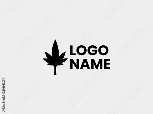 Minimalist Cannabis Leaf Logo and Modern Botanical Symbol