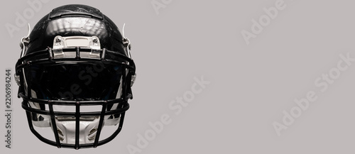 Scratched and Worn American Football Helmet with Clear Visor Banner