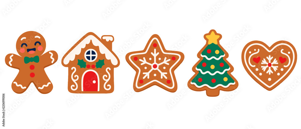 Obraz premium Christmas gingerbread cookies illustration