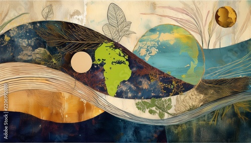 abstract background with mixed natural earth textures collage generative ai art for ecological design projects