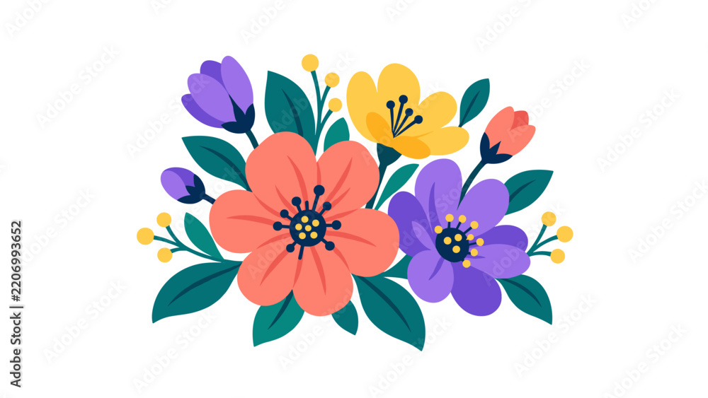 Fototapeta premium Colorful flower bouquet illustration