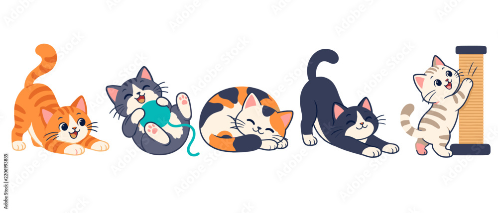 Fototapeta premium Playful cats illustration
