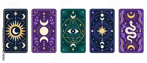 Mystical tarot cards illustration