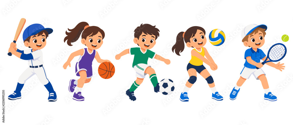 Obraz premium Kids playing sports illustration