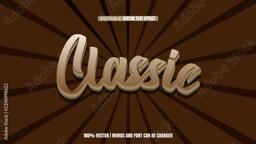 Brown classic 3d editable text effect vector for vintage banner