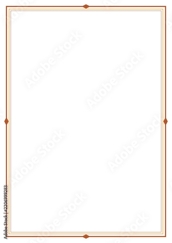 Minimalist rectangular border design with orange geometric accents for elegant document frames.