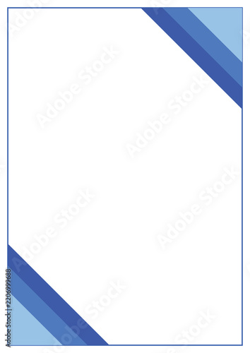 Modern corporate letterhead template with blue diagonal abstract shapes for business stationery.